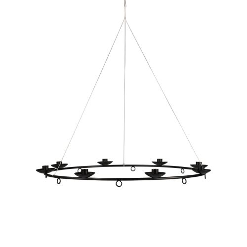 Floristik21 Kerzenleuchter Schwarz Hängeleuchter Stabkerzenhalter Ø39cm