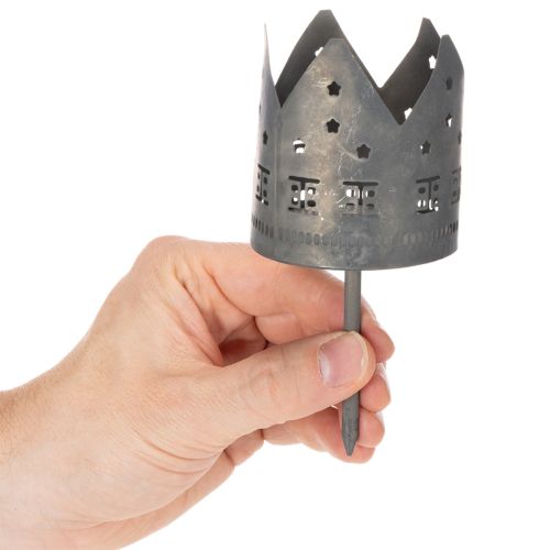 Teelichthalter mit Steckdorn Metall Häuser-Motiv dunkelgrau Ø 6cm 2er-Set | Floristik21.de