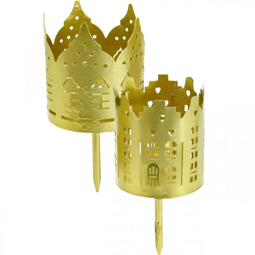 Kerzenhalter Stadt Gold Teelichthalter Metall Ø6,5cm 4St
