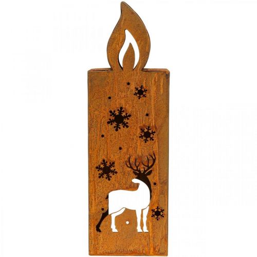 Floristik21 Teelichthalter Weihnachten Edelrost Hirsch Kerze 35x11cm