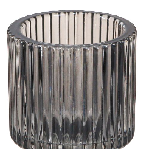 Artikel Glas-Kerzenständer Grau Teelicht & Stabkerzen Dekorativ 4er Set H8cm