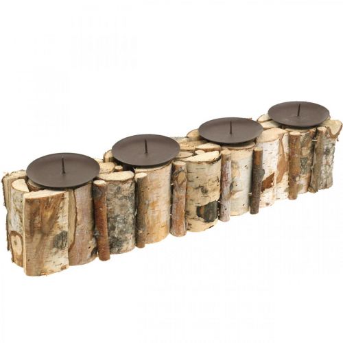 Tischdeko Advent Birke Kerzenständer Holz 45×8cm H9cm