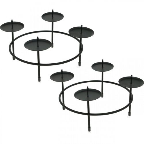 Artikel Kerzenständer für 4 Kerzen Schwarz Metall Adventskranz Ø18,5cm 2St