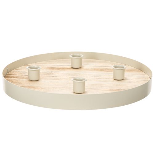 Kerzentablett rund Holz 30 cm für 4 Stabkerzen