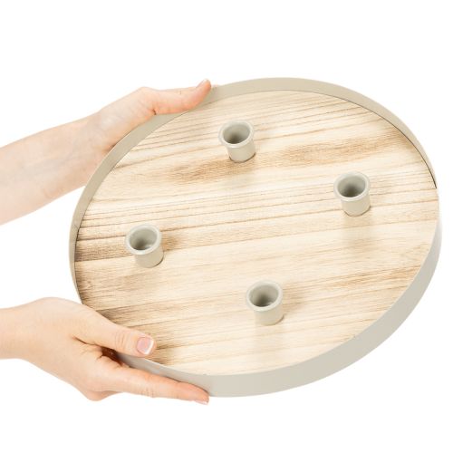 Kerzentablett rund Holz 30 cm für 4 Stabkerzen | Floristik21.de