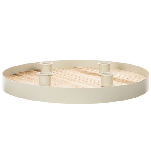 Kerzentablett rund Holz 30 cm für 4 Stabkerzen | Floristik21.de