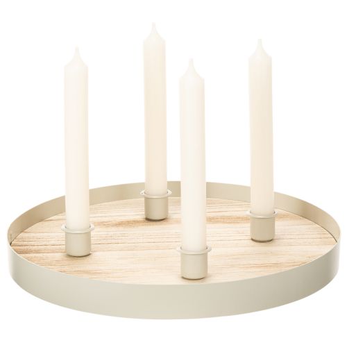 Kerzentablett rund Holz 30 cm für 4 Stabkerzen | Floristik21.de