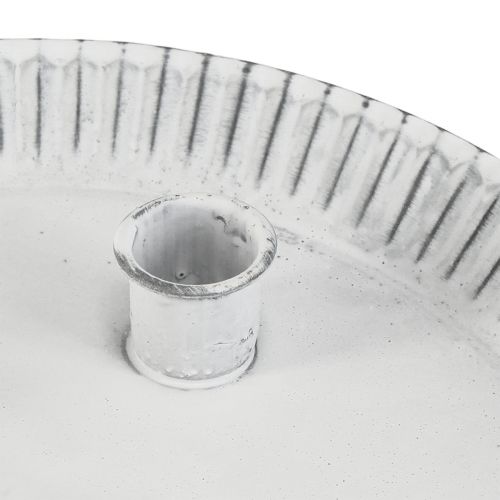 Artikel Kerzenteller Kuchenform Weiß mit 4 Kerzenhaltern Ø25cm für Tischdeko