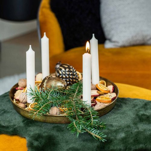 Kerzenteller, Adventskranzschale, Weihnachtsdeko Golden Antik-Optik Ø30cm
