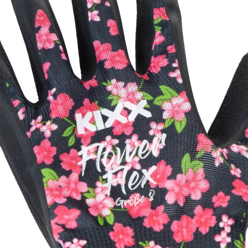 Artikel Kixx Gartenhandschuhe Schwarz Rosa Blüten Größe 8