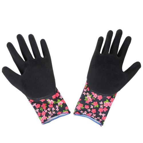 Artikel Kixx Gartenhandschuhe Schwarz Rosa Blüten Größe 8