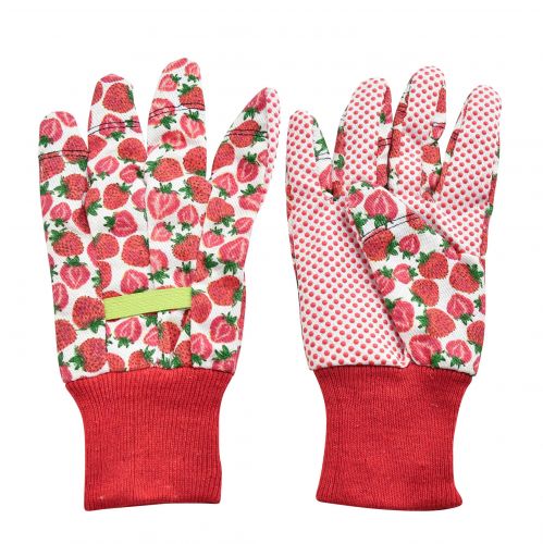 Artikel Kixx Gartenhandschuhe Erdbeer Motiv Weiß Rot Größe 8