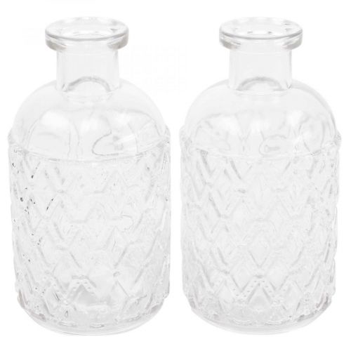 Kleine Glasvase Vase Rautenmuster Glas Transparent H12,5cm 6St