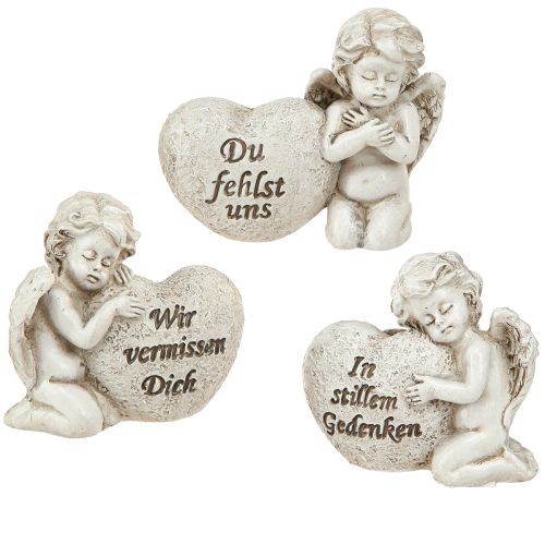 Kleiner Deko-Engel mit Herz Trauerdeko Geschenkidee creme 5cm 6er Set