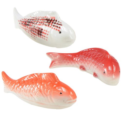 Floristik21 Koi Deko Fische Keramik Rot Weiß Schwimmend 15cm 3St