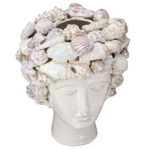 Artikel Keramik-Kopf Vase mit Muscheln 25cm – Mediterrane Deko für Blumen