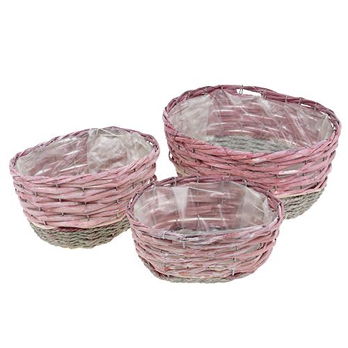 Floristik21 Korb oval 3er-Set Rosa, Natur