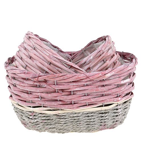 Floristik21 Korb oval 3er-Set Rosa, Natur