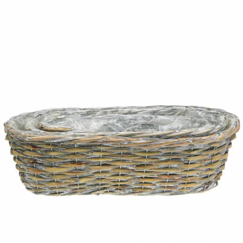 Floristik21 Korb zum Bepflanzen oval Natur, Weiß gewaschen 37/43/49cm 3er-Set