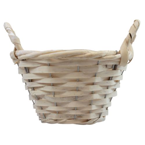Floristik21 Korb mit Griffen Spankorb Pflanzkorb geweißt Ø25cm H13cm