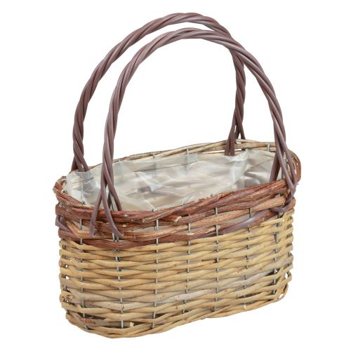 Floristik21 Korb mit Henkeln Pflanzkorb Handtasche Braun 27×15×15cm