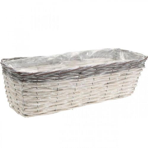 Floristik21 Geflochtener Korb Weiß, Braun Pflanzkorb 41×17×12,5cm