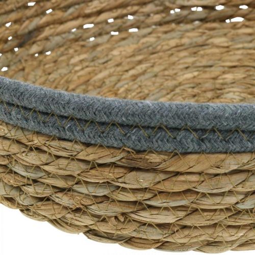 Artikel Korbtablett rund, natürliche Pflanzschale, Dekotablett gepflochten Natur Ø33/30/25cm H8/7cm 3er-Set