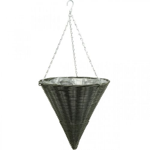 Korbampel Spitztüte Grau Ø35cm H37cm