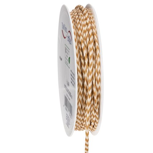 Geschenkband Kordel zweifarbig Polyester 3 mm x 20 m Hellbraun Creme einkaufen | Floristik21.de