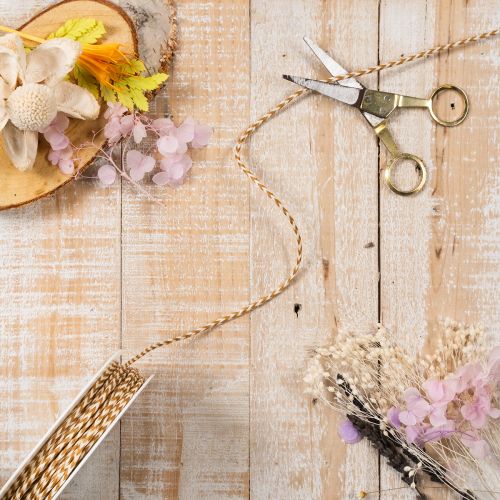 Geschenkband Kordel zweifarbig Polyester 3 mm x 20 m Hellbraun Creme | Floristik21.de