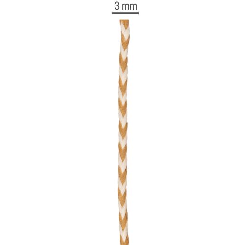 Geschenkband Kordel zweifarbig Polyester 3 mm x 20 m Hellbraun Creme | Floristik21.de