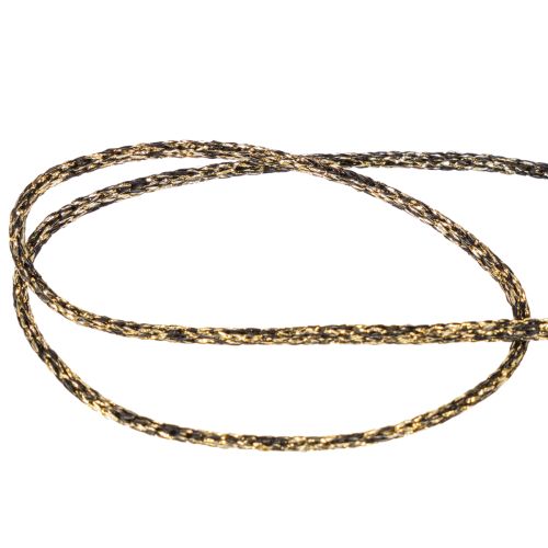 Kordel aus Polyester 3 mm 20 m Schwarz-Gold für Geschenkverpackung und Dekoration | Floristik21.de