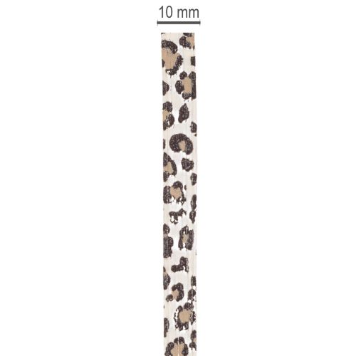 Geschenkband Kräuselband Baumwolle 10mm 100m Leopardenmuster Creme | Floristik21.de
