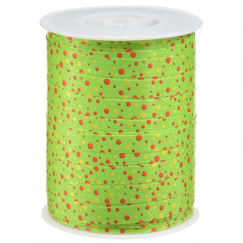 Floristik21 Kräuselband Geschenkband Grün mit Punkten 10mm 250m