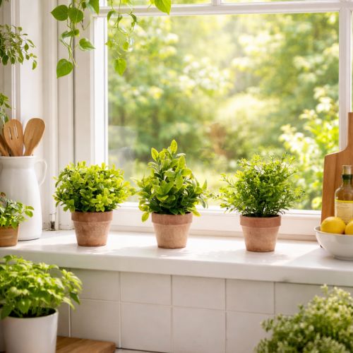 Artikel Kunststoff Kunstpflanze im Blumentopf 18cm für Innenräume 3-teilig