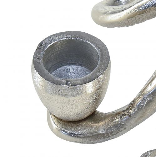 Floristik21 Maritime Deko Kerzenhalter Krake Metall Silbern Ø14cm H9cm