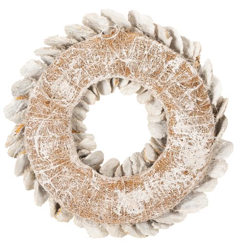 Kranz Baumschwamm Naturfaser Weiß 37 cm Innenbereich | Floristik21.de