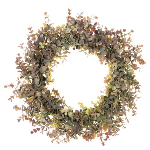 Künstlicher Eukalyptuskranz rund 45cm Kunststoff Grün-Braun für Herbstdekoration