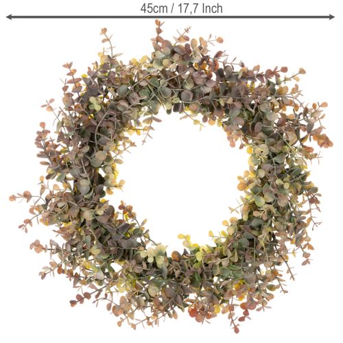 Künstlicher Eukalyptuskranz rund 45cm Kunststoff Grün-Braun für Herbstdekoration | Floristik21.de