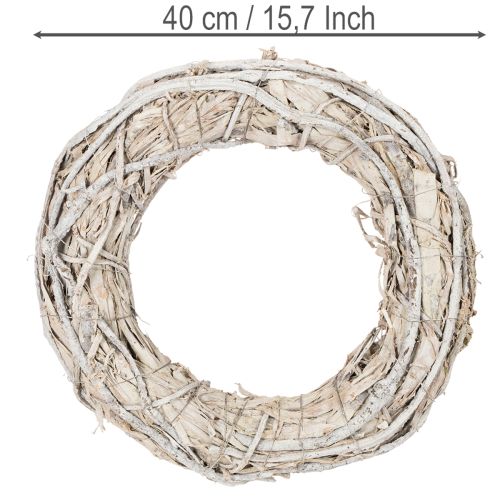 Kranz aus Holz und Rindenfasern Ø 40 cm geweißte Oberfläche für Innenbereich | Floristik21.de