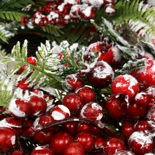 Floristik21 Kranz Grün mit roten Beeren gefrostet 36cm
