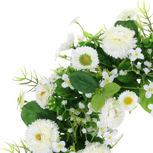 Floristik21 Blumenkranz Deko Weiß Bellis Türkranz Seidenblumen Ø30cm