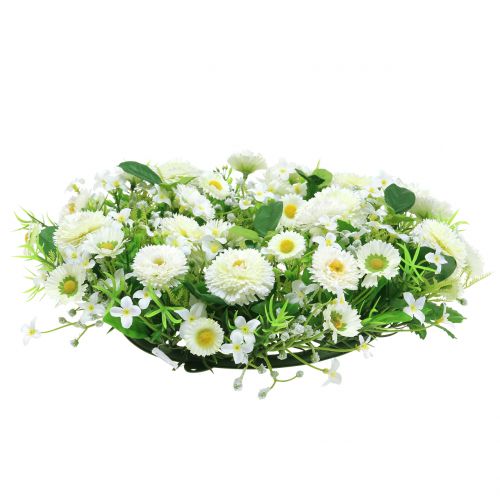 Floristik21 Blumenkranz Deko Weiß Bellis Türkranz Seidenblumen Ø30cm