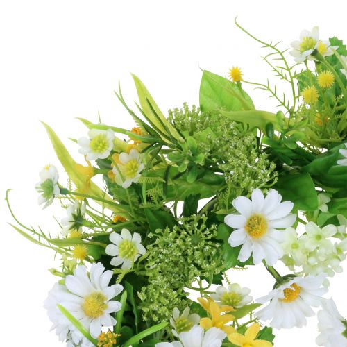 Frühlingskranz mit Gerbera Weiß, Gelb Ø30cm