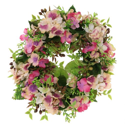 Floristik21 Blumenkranz mit Hortensien und Beeren Rosa Ø30cm