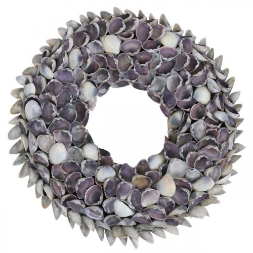 Muschelkranz, Violett Chippy Naturmuscheln, Ring aus Muscheln Ø25cm