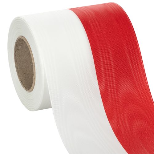 Artikel Kranzband Moiré Weiß-Rot 100 mm - Hochwertiges Trauerband für Floristen