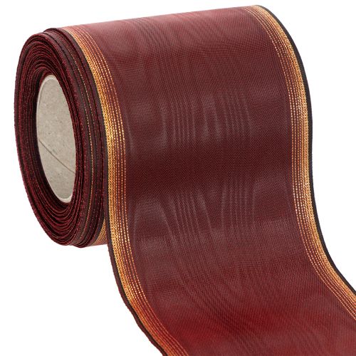 Floristik21 Kranzband Bordeaux 100mm Moiré Taft Hochzeit Dekoration