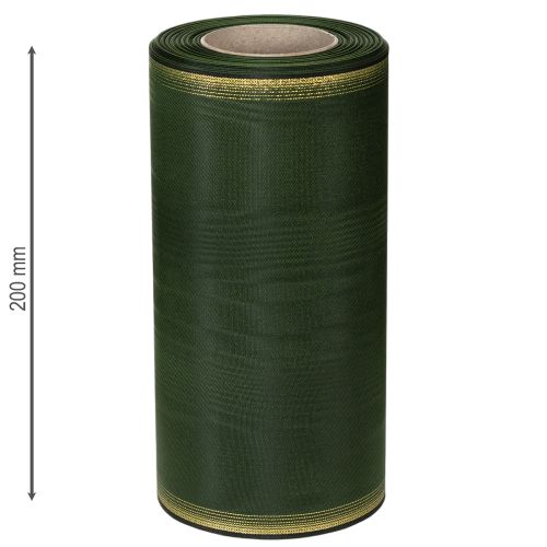 Kranzband Moiré 200mm Dunkelgrün mit Perlkante und Taftbindung - Dekoband für Festlichkeiten und Trauerfloristik, 25m | Floristik21.de