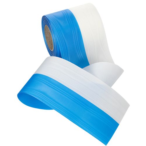 Kranzband Moiré Blau-Weiß 100mm Dekoband Taft | Floristik21.de